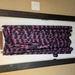Kimi & Kai Women's Maxi Skirt with Tie Waist in Black and Purple Pattern- S
